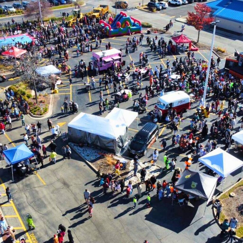 Aerial view of the halloween at the plaza event in 2024