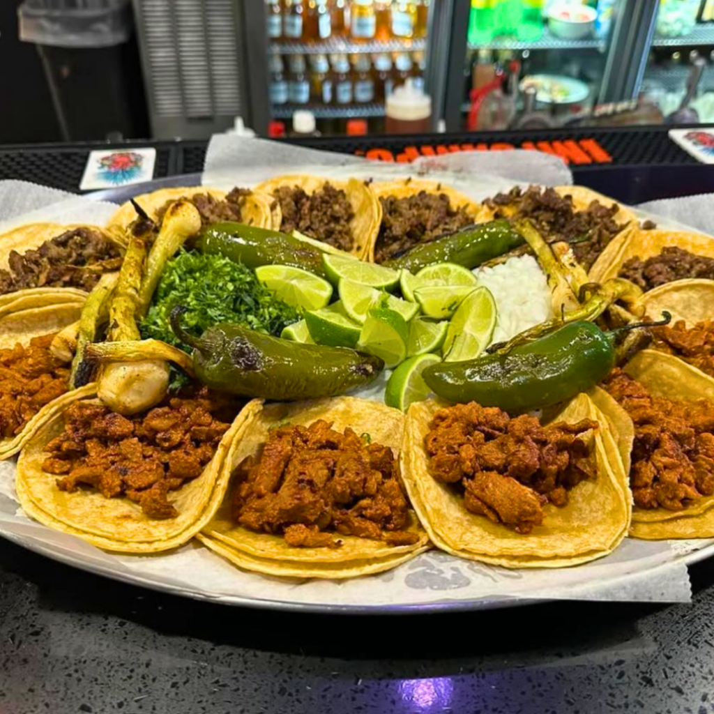 Mouthwatering platter of tacos